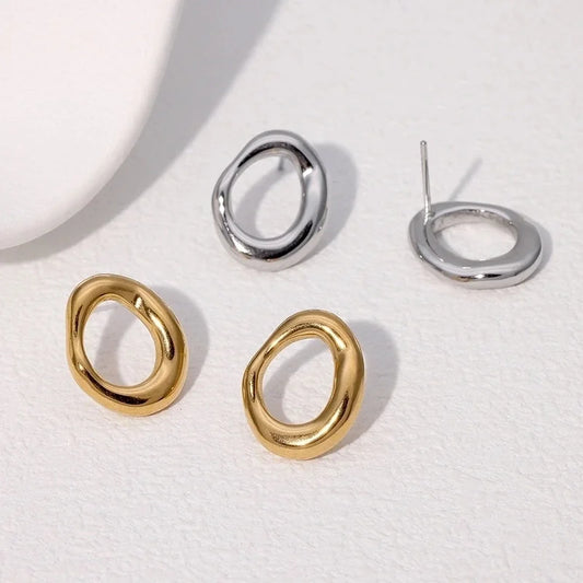 1 Pair IG Style Elegant Minimalist Geometric Circle 304 Stainless Steel 18K Gold Plated Ear Studs