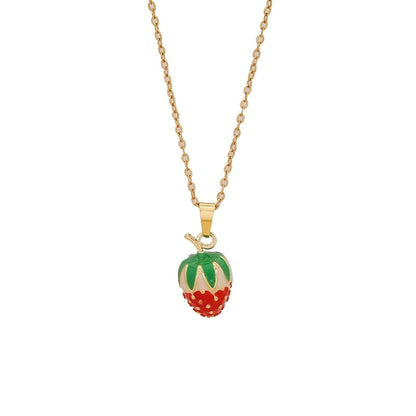 Cute Commute Fruit 304 Stainless Steel Copper Zircon 18K Gold Plated Inlay Pendant Necklace