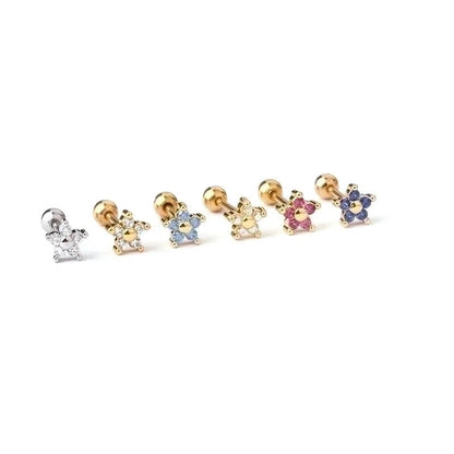 Ear Cartilage Rings & Studs Minimalist Flower Copper Artificial Gemstones