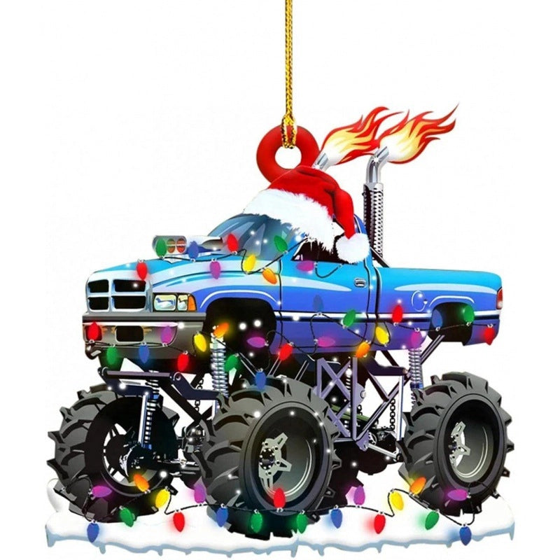Christmas Tree Decoration Truck Steamboat Excavator Fire Truck Jeep Hanging Pendant Christmas Party Gift