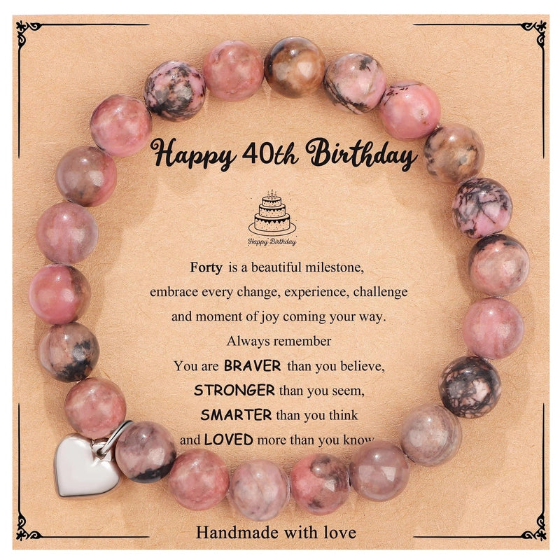 New Natural Stone Beaded Bracelet Birthday Christmas Gift Emperor Stone Powder Zebra Bracelet