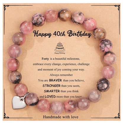 New Natural Stone Beaded Bracelet Birthday Christmas Gift Emperor Stone Powder Zebra Bracelet