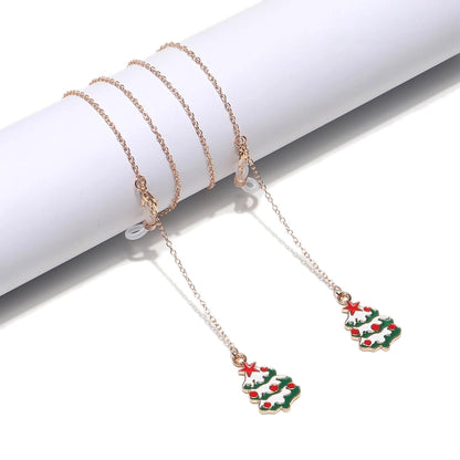 Cute Christmas Tree Santa Claus Bell Alloy Women's Glasses Chain Glasses Chain Glasses