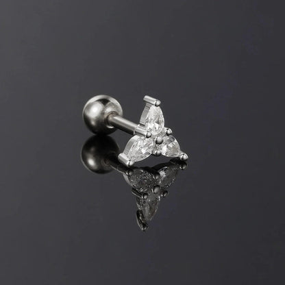 1 Piece Ear Cartilage Rings & Studs Minimalist IG Style Geometric Artificial Crystal Copper Inlay Zircon Ear Cartilage Rings & Studs