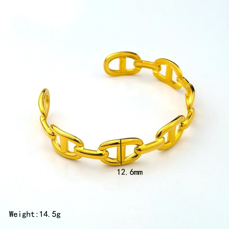 Casual Minimalist Solid Color Flower Butterfly 304 Stainless Steel 18K Gold Plated Bangle In Bulk