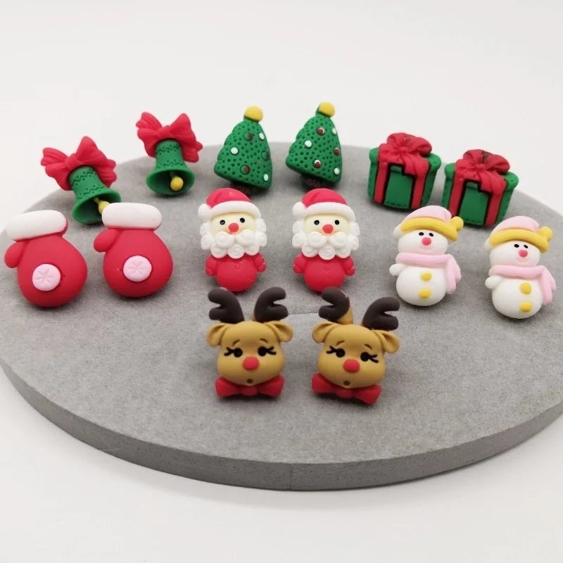 Fashion Christmas Tree Santa Claus Snowman Resin Women's Ear Studs 1 Pair