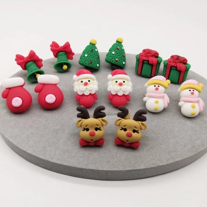 Fashion Christmas Tree Santa Claus Snowman Resin Women's Ear Studs 1 Pair