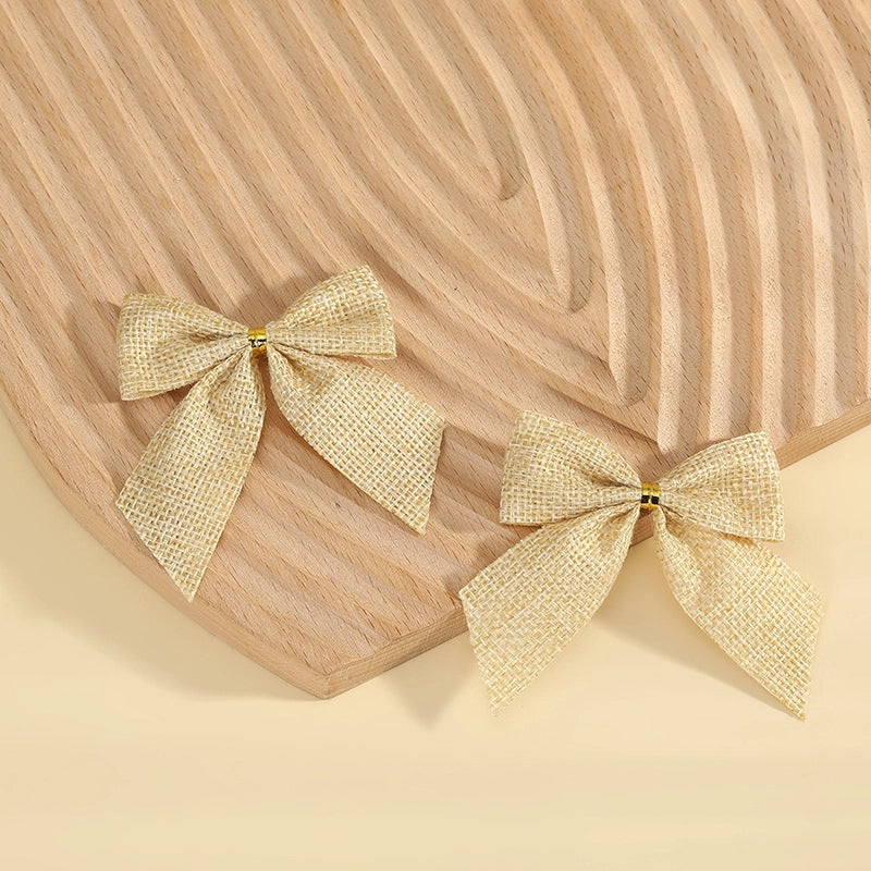 Kuhiro Christmas Bow Red Black Green Plaid Bow Imitation Linen OPP Bag Christmas Tree Wreath Decoration