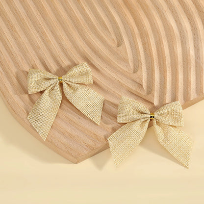 Kuhiro Christmas Bow Red Black Green Plaid Bow Imitation Linen OPP Bag Christmas Tree Wreath Decoration