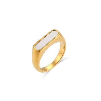 Minimalist Fashion Shell Geometric Stainless Steel 18K Gold Plated Rings