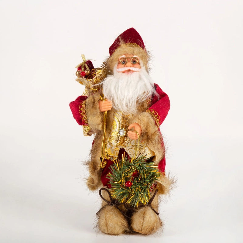 Xintean Santa Claus Doll Golden Lock Edge Red Backpack Santa Claus Ornaments Cross-border Christmas Supplies