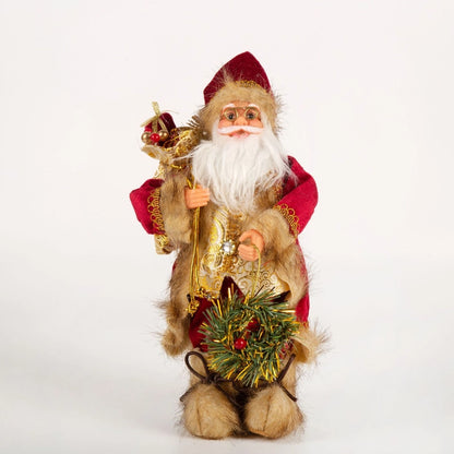 Xintean Santa Claus Doll Golden Lock Edge Red Backpack Santa Claus Ornaments Cross-border Christmas Supplies