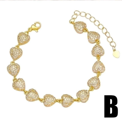 2 Pieces Fashion Butterfly Copper 18k Gold Plated Artificial Gemstones Bracelets In Bulk