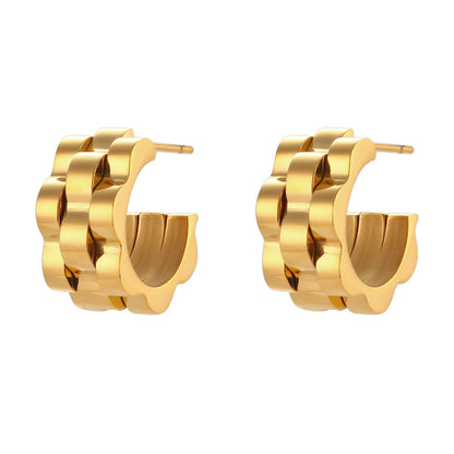Fashion Circle Geometric Stainless Steel 18K Gold Plated Earrings