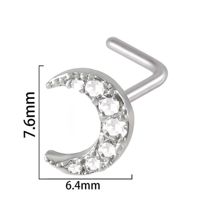 2 Pieces Nose Rings & Studs Streetwear Moon Heart Shape Butterfly 304 Stainless Steel Copper Zircon Inlay Zircon