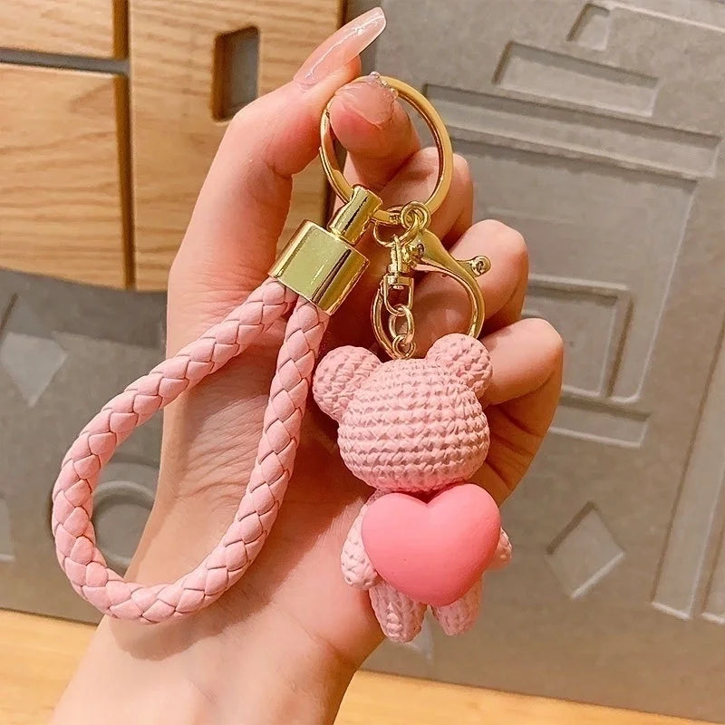 Creative Love Bear Key Chain Carrying Good Slaughter Running With Couple Doll Key Chain Pendant Bag Pendant
