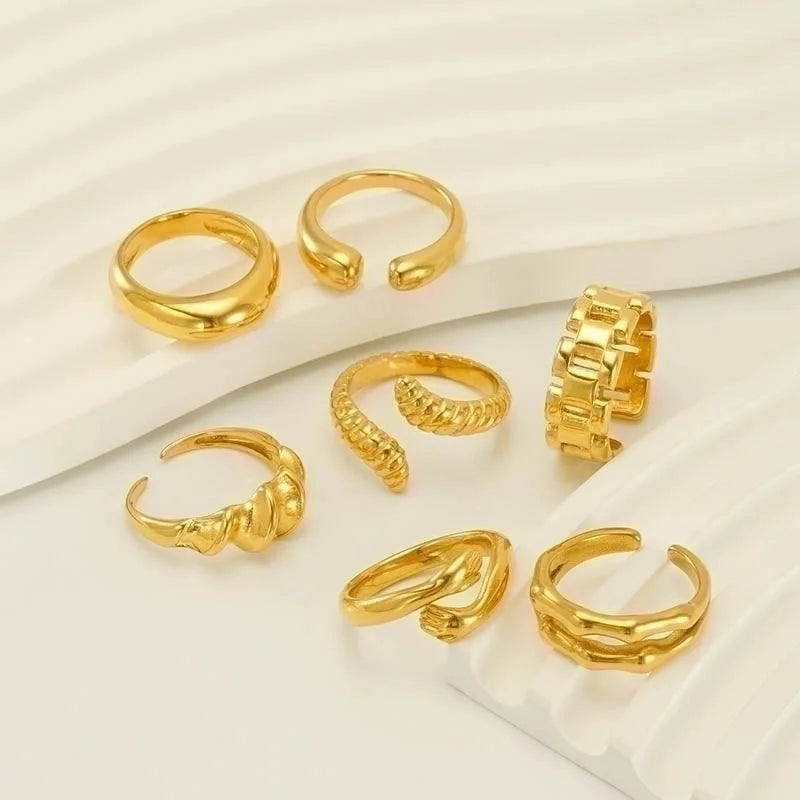 304 Stainless Steel 18K Gold Plated IG Style Plating Geometric Titanium Steel Open Ring