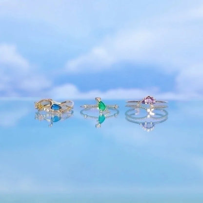 Small Dinosaur 18k Gold Colored Zircon Copper Ring