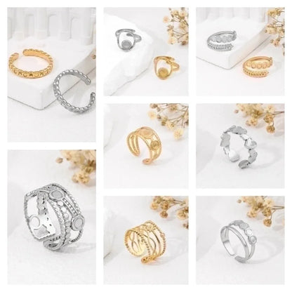 2 Pieces 304 Stainless Steel 18K Gold Plated Beach Minimalist Plating Cross Simple Lines Rings