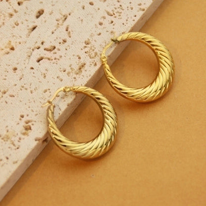 1 Pair Retro Minimalist C Shape U Shape Solid Color Plating Titanium Steel 18k Gold Plated Earrings