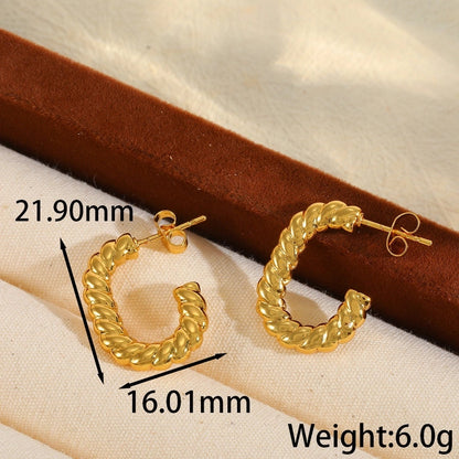 1 Pair Basic Minimalist C Shape Irregular Geometric Plating 304 Stainless Steel 18K Gold Plated Earrings