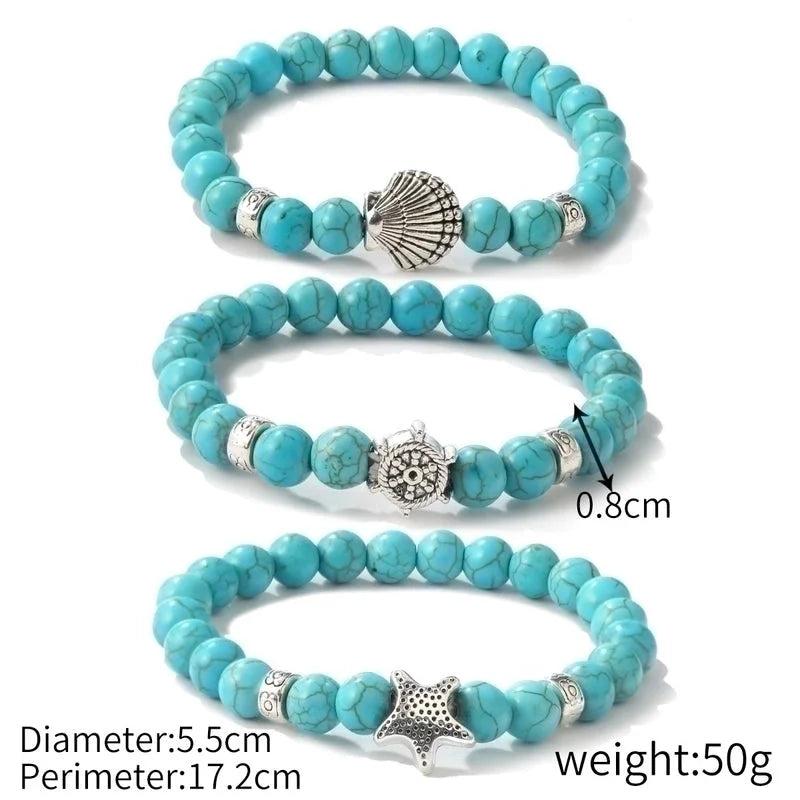 Fashion Starfish Butterfly Turquoise Beaded Women\'s Bracelets 1 Piece