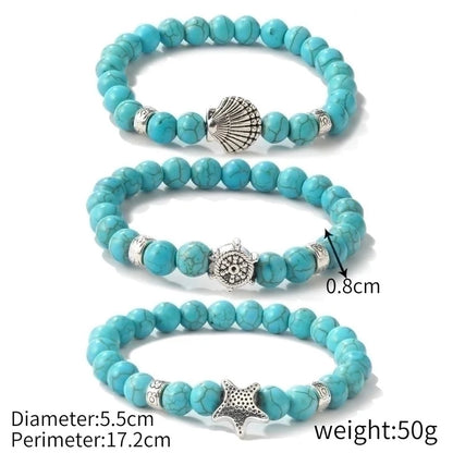 Fashion Starfish Butterfly Turquoise Beaded Women\'s Bracelets 1 Piece