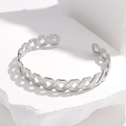 2 Pieces Expressive Stripe Stainless Steel Electroplating Bangles