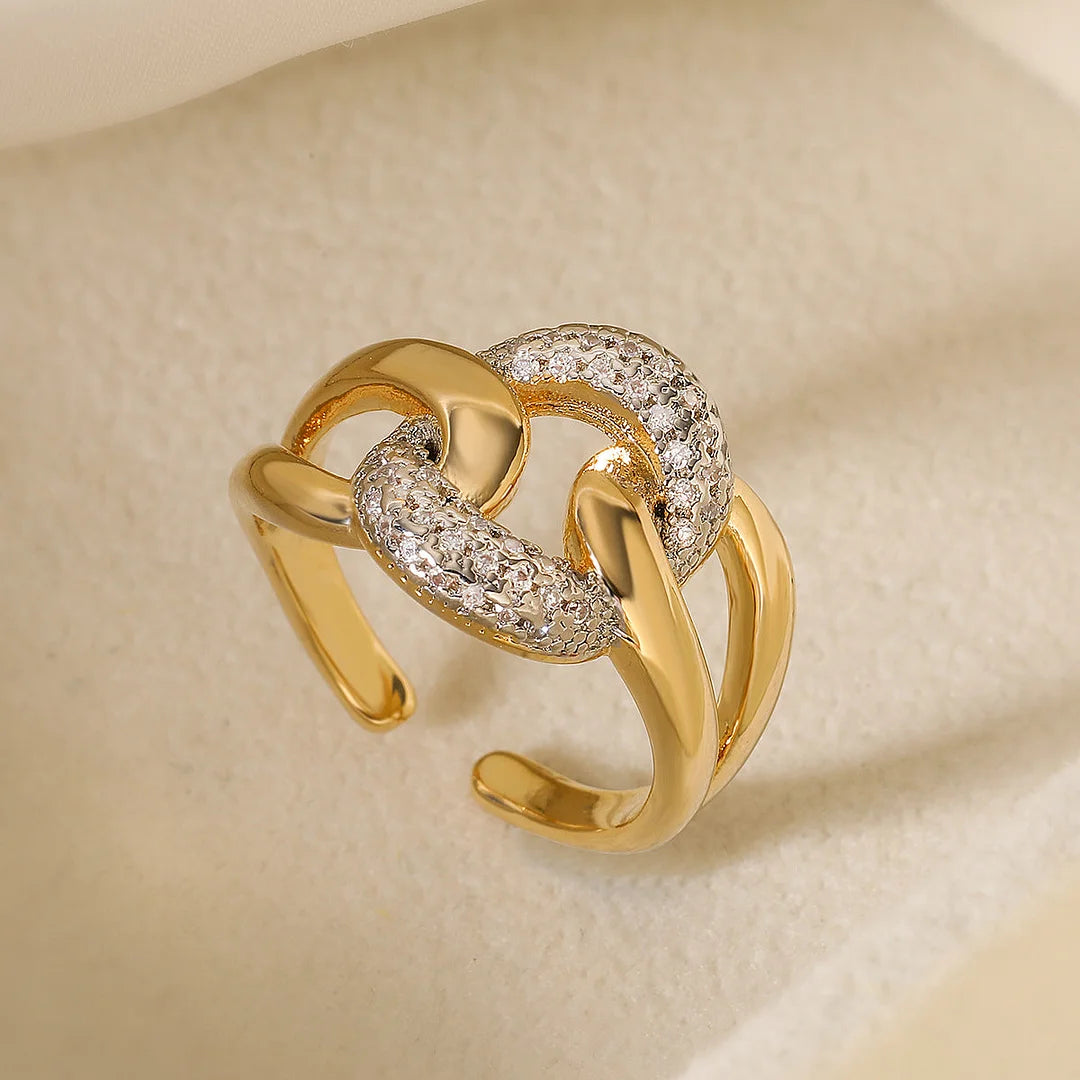 Minimalist Women Irregular Geometric Copper Inlay Rings