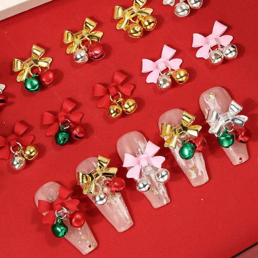 New Arrival Jingling Bell Nail Ornament Gold And Silver Color Net Red Butterfly Pendant Nail Pendant Fingernail Decoration
