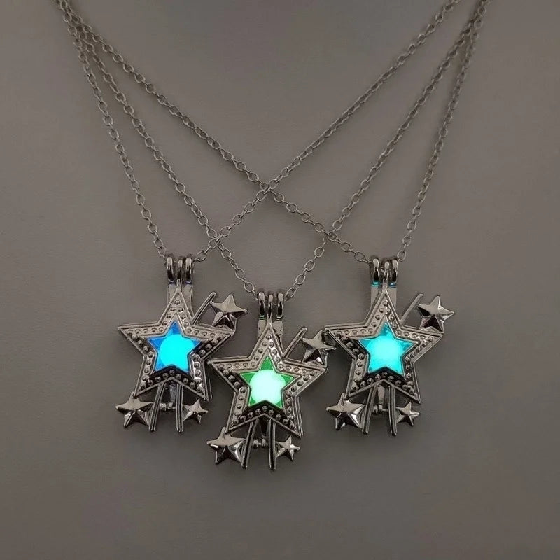 Luminous Hollow Diy Cage Christmas Tree Women's Necklace