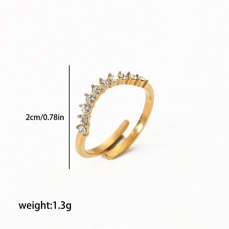304 Stainless Steel Retro Polishing Plating Circle Zircon Rings