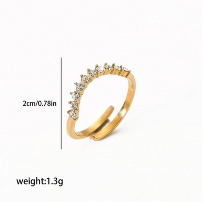304 Stainless Steel Retro Polishing Plating Circle Zircon Rings