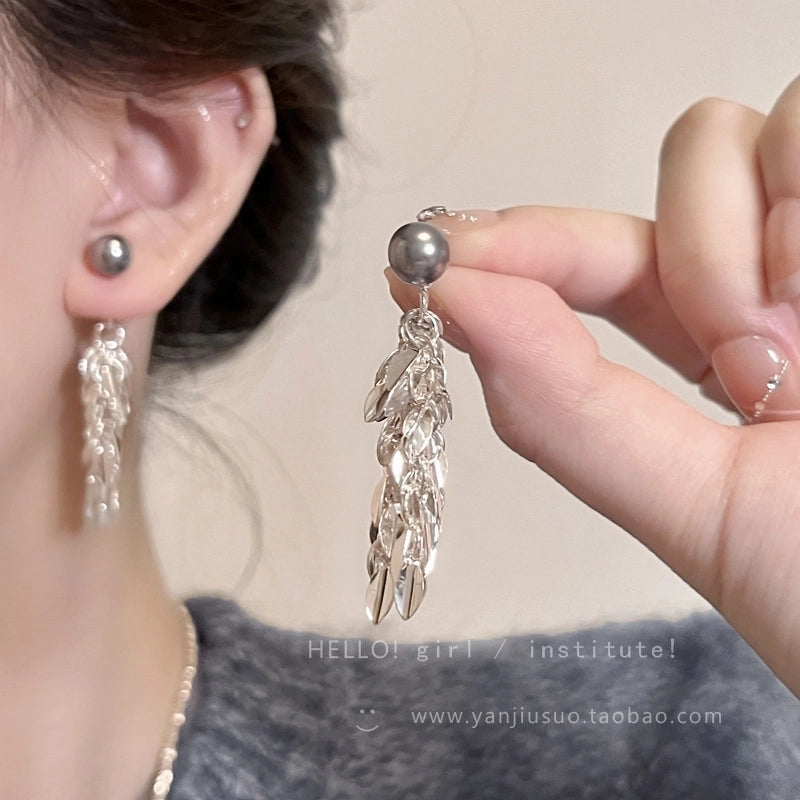 Fashion Geometric Star Flower Imitation Pearl Alloy Tassel Women\'s Drop Earrings 1 Pair