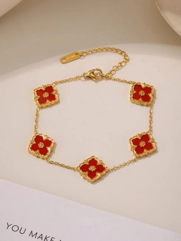 Elegant Square 304 Stainless Steel Shell 18K Gold Plated Plating Jewelry Set