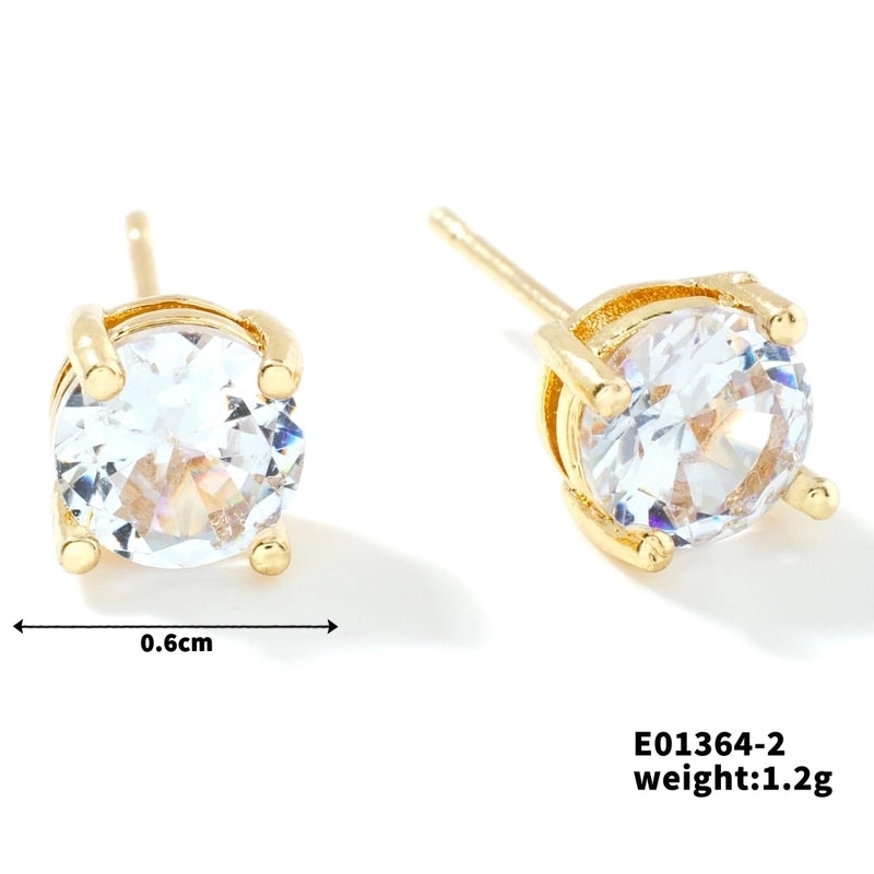 1 Pair Minimalist Geometric Plating Inlay Copper Glass K Gold Plated Rhodium Plated Ear Studs