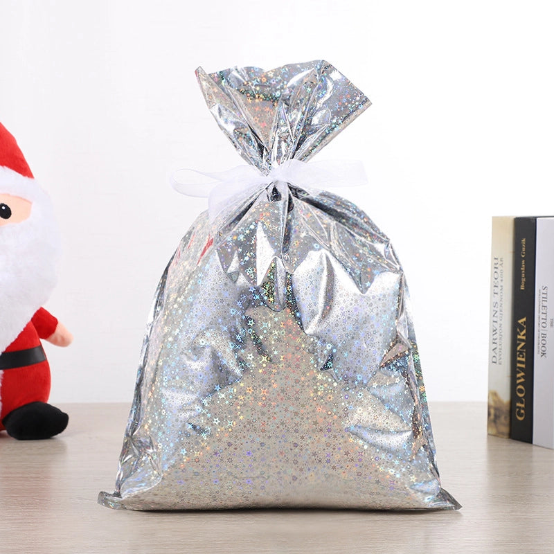 Cross-border New Christmas Gift Bag Santa Claus Drawstring Bag Aluminum Foil Bag Candy Packaging Bag Gift Bag
