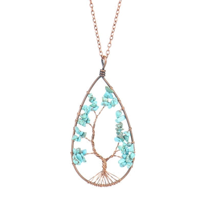 1 Piece Fashion Tree Natural Stone Crystal Handmade Pendant Necklace