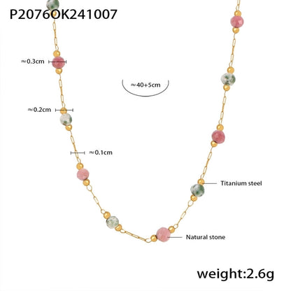 Luxurious Vacation Chain Natural Stone 18K Gold Plated Necklace In Bulk