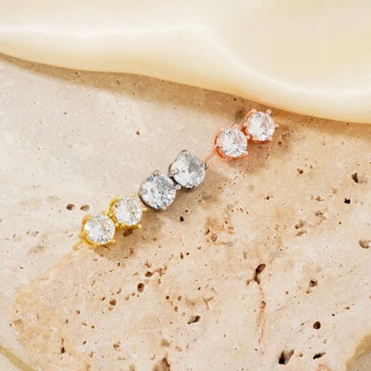 1 Pair Minimalist Geometric Plating Inlay Copper Glass K Gold Plated Rhodium Plated Ear Studs