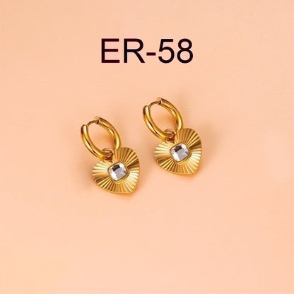 1 Pair Fashion Sector Heart Shape Tassel Gold Plated Inlay 304 Stainless Steel Zircon Stainless Steel Earrings