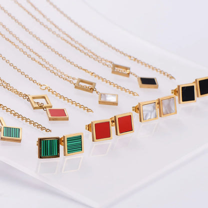 Natural Plant Cube Stainless Steel Electroplating Jewelry Sets