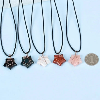 Natural Crystal Stone Mini Stars Heart Mushroom Handmade Pendant