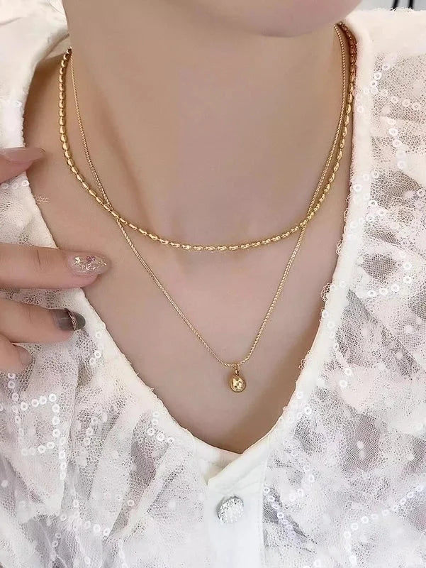 Glam Lady Solid Color 304 Stainless Steel Layered Necklaces