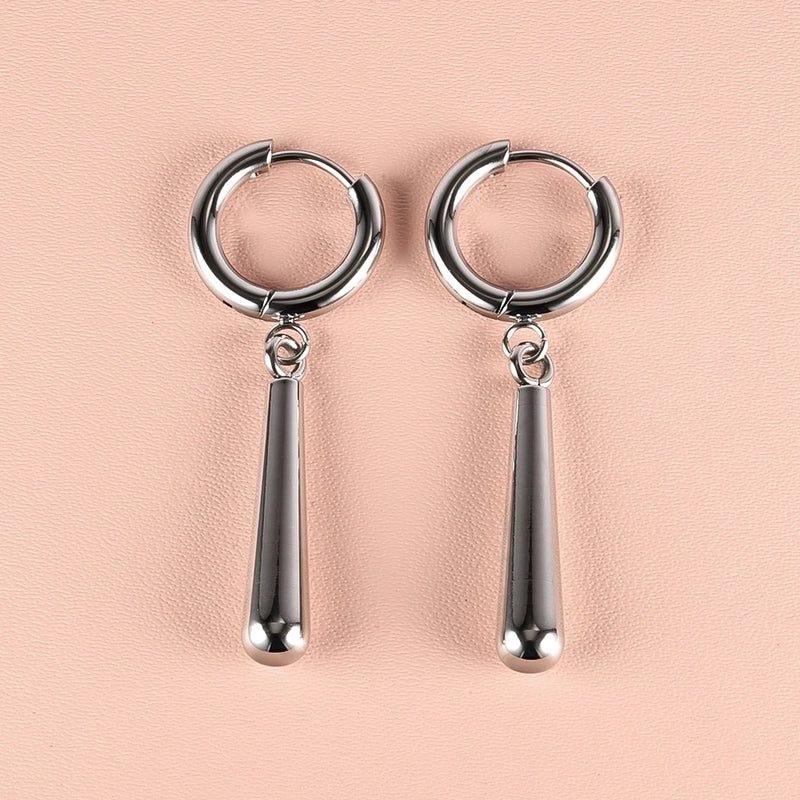 1 Pair Minimalist Classic Style Solid Color Polishing Plating 304 Stainless Steel 18K Gold Plated Drop Earrings