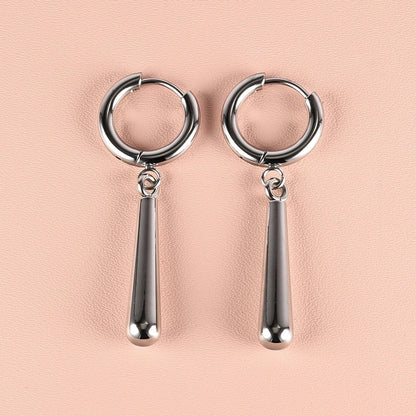 1 Pair Minimalist Classic Style Solid Color Polishing Plating 304 Stainless Steel 18K Gold Plated Drop Earrings