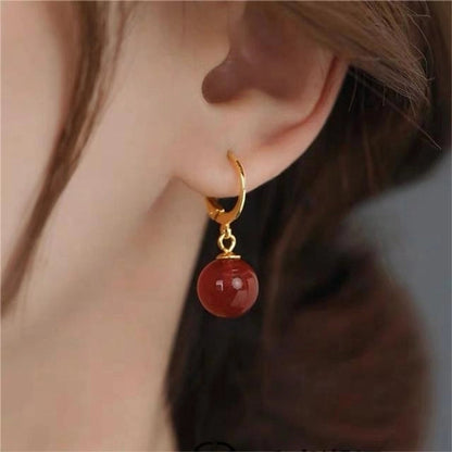 1 Pair Elegant Round Agate Drop Earrings