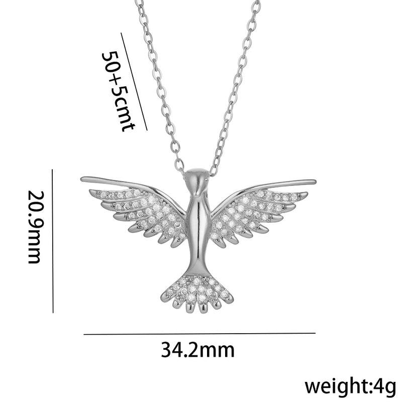 Basic Modern Style Classic Style Eagle 304 Stainless Steel Copper 18K Gold Plated Zircon Pendant Necklace