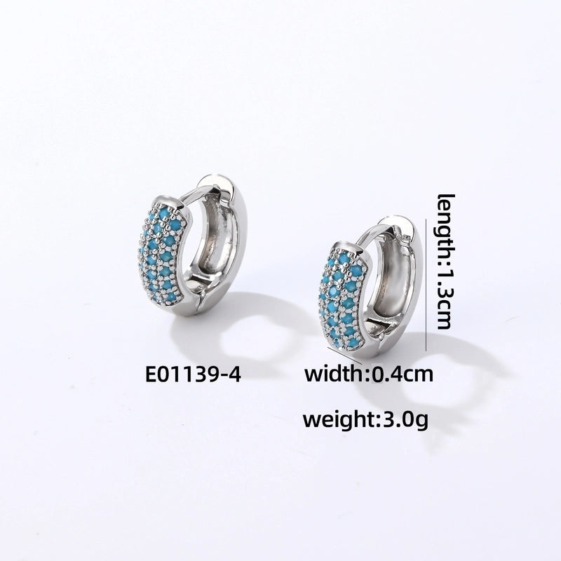 1 Pair Casual Modern Style Round Inlay Copper Zircon K Gold Plated Rhodium Plated Earrings