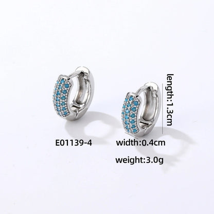 1 Pair Casual Modern Style Round Inlay Copper Zircon K Gold Plated Rhodium Plated Earrings